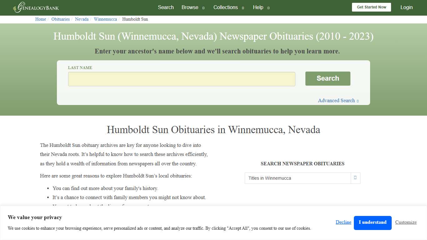 Humboldt Sun Obituary Archives Search in Winnemucca, Nevada GenealogyBank