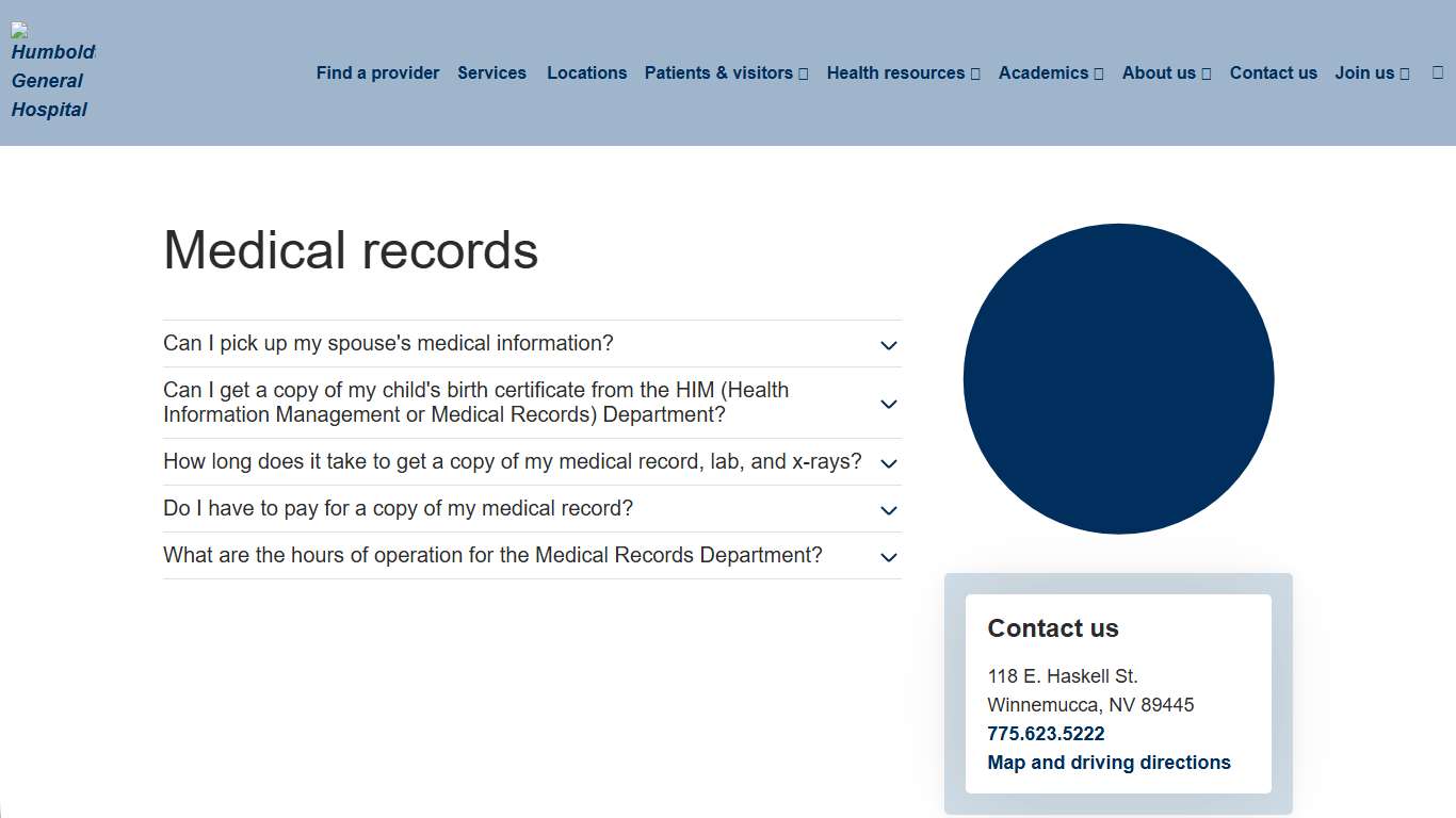 Medical records Humboldt General Hospital